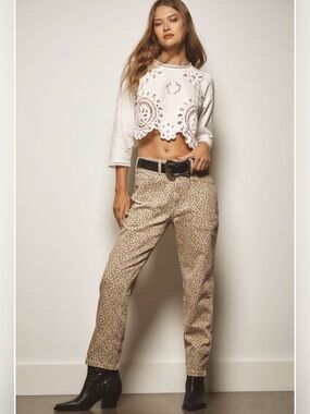 Pilcro The Wanderer Mid-Rise Relaxed-Leg Jeans Animal Print Size 29